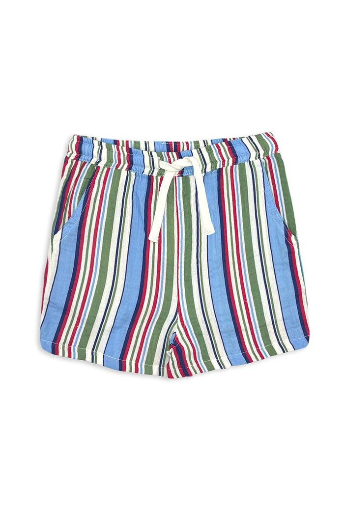 Crinkle Stripe Short Green