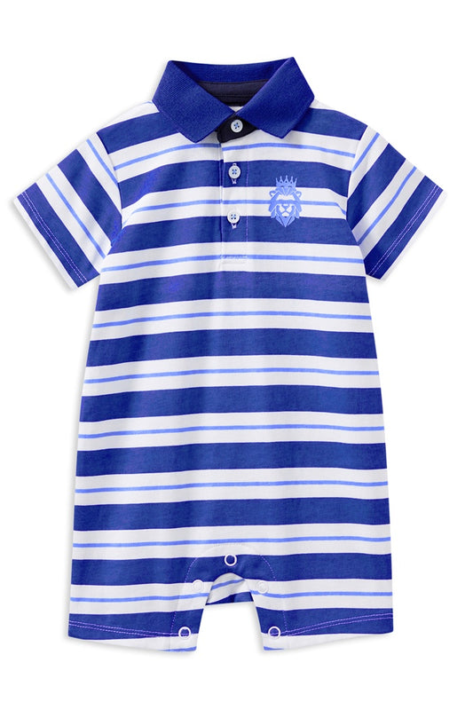 Blue Stripe Rugby Romper