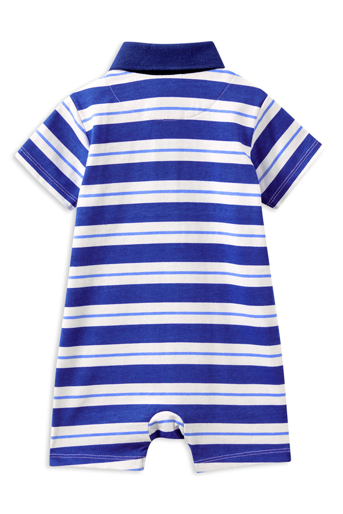 Blue Stripe Rugby Romper
