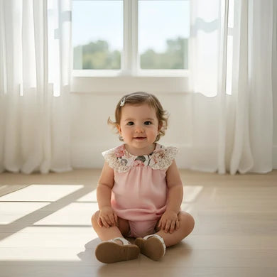 Baby Girls Neve Playsuit Light Pink Linen