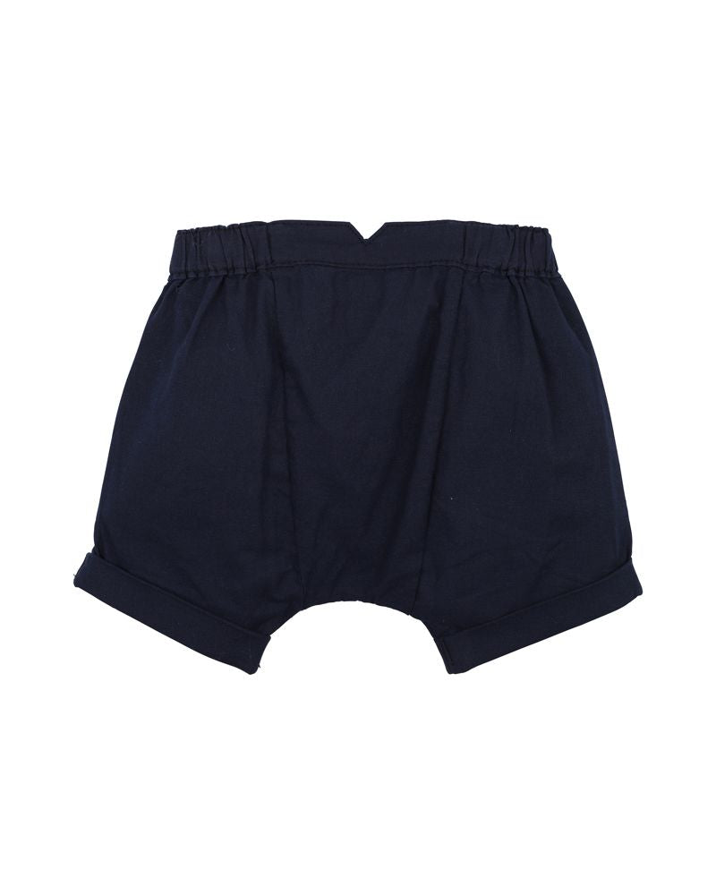 Navy Linen Blend Shorts