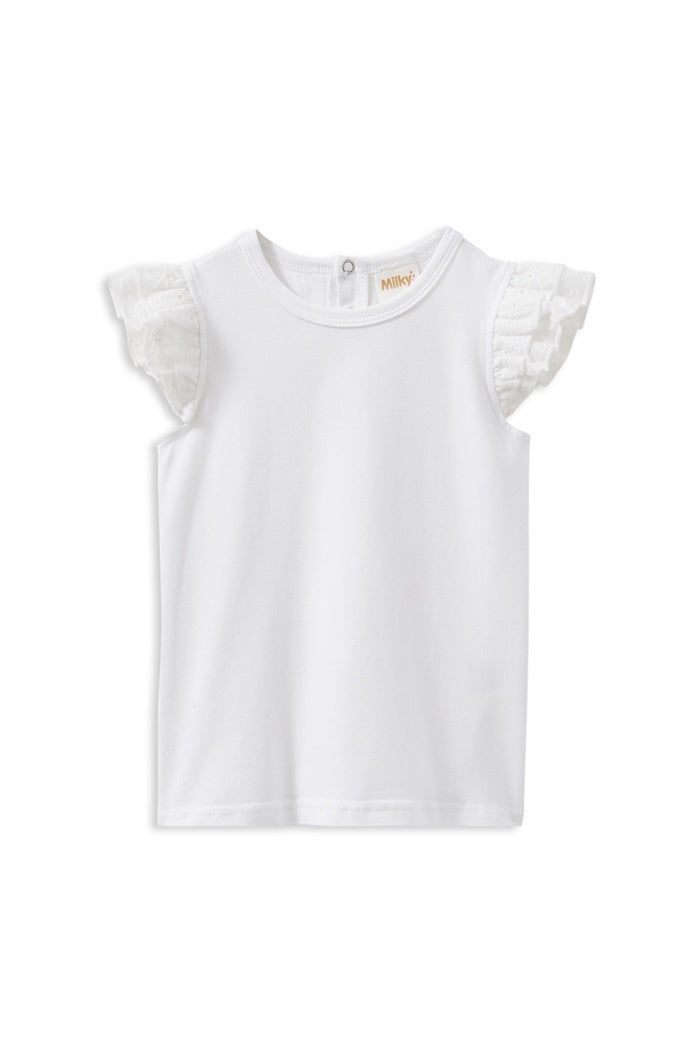White Broderie Frill Tee,