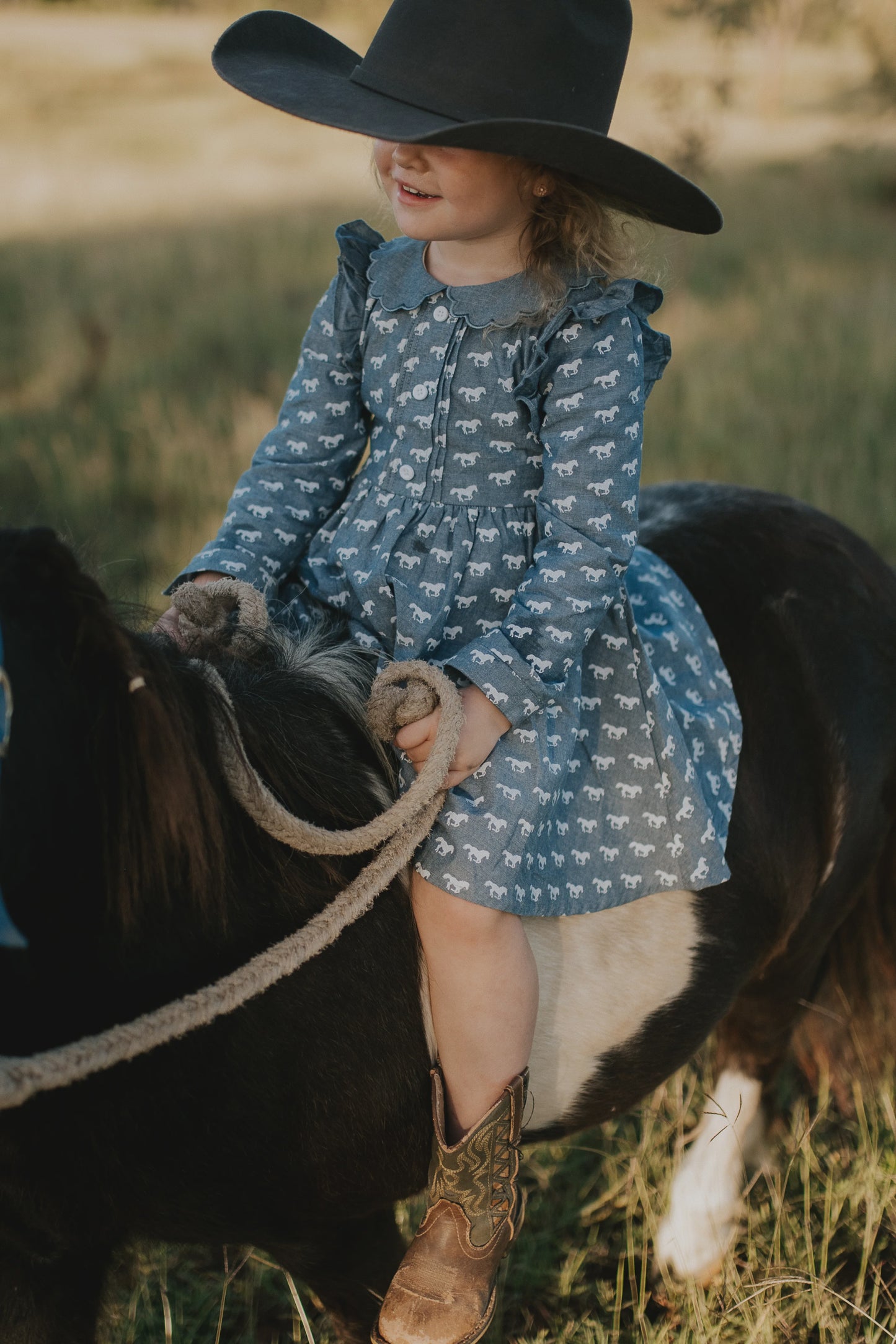 Josephine Horse Print Denim Look Dress