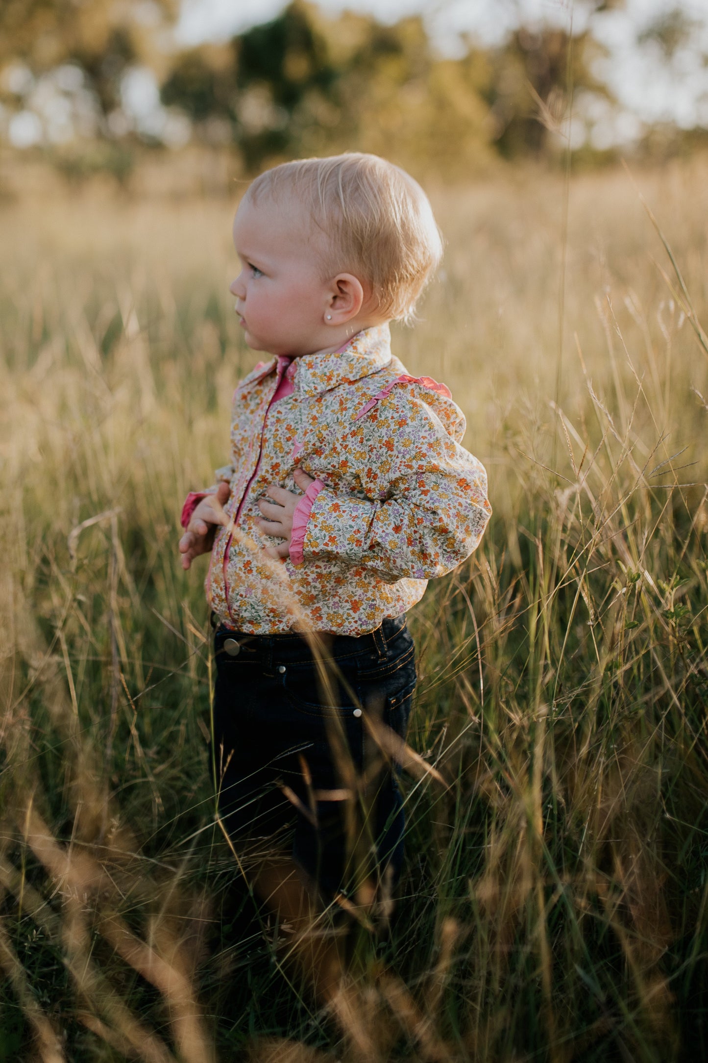 Penelope Lemon Florals Long Sleeve Flutter Romper