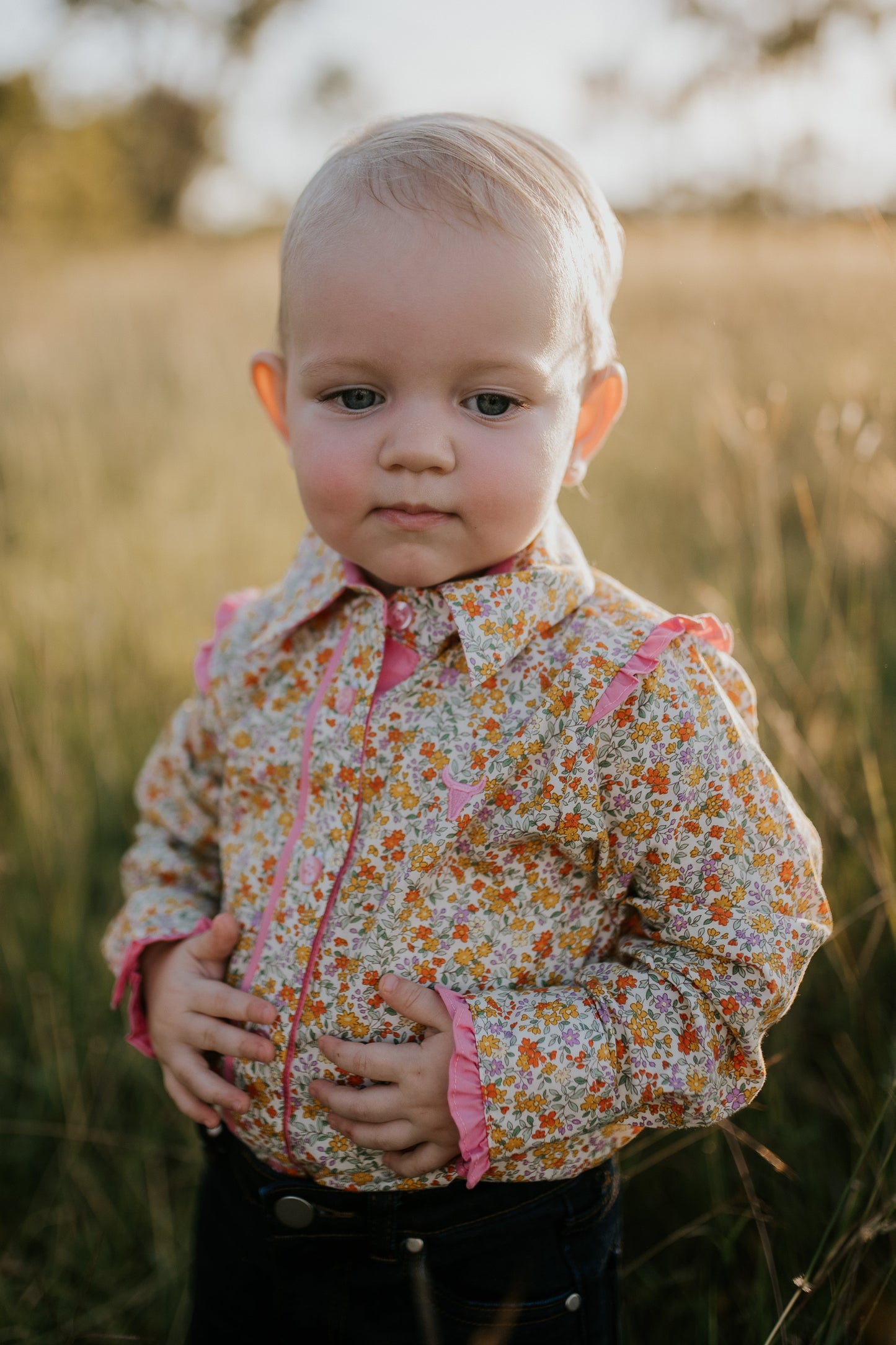 Penelope Lemon Florals Long Sleeve Flutter Romper