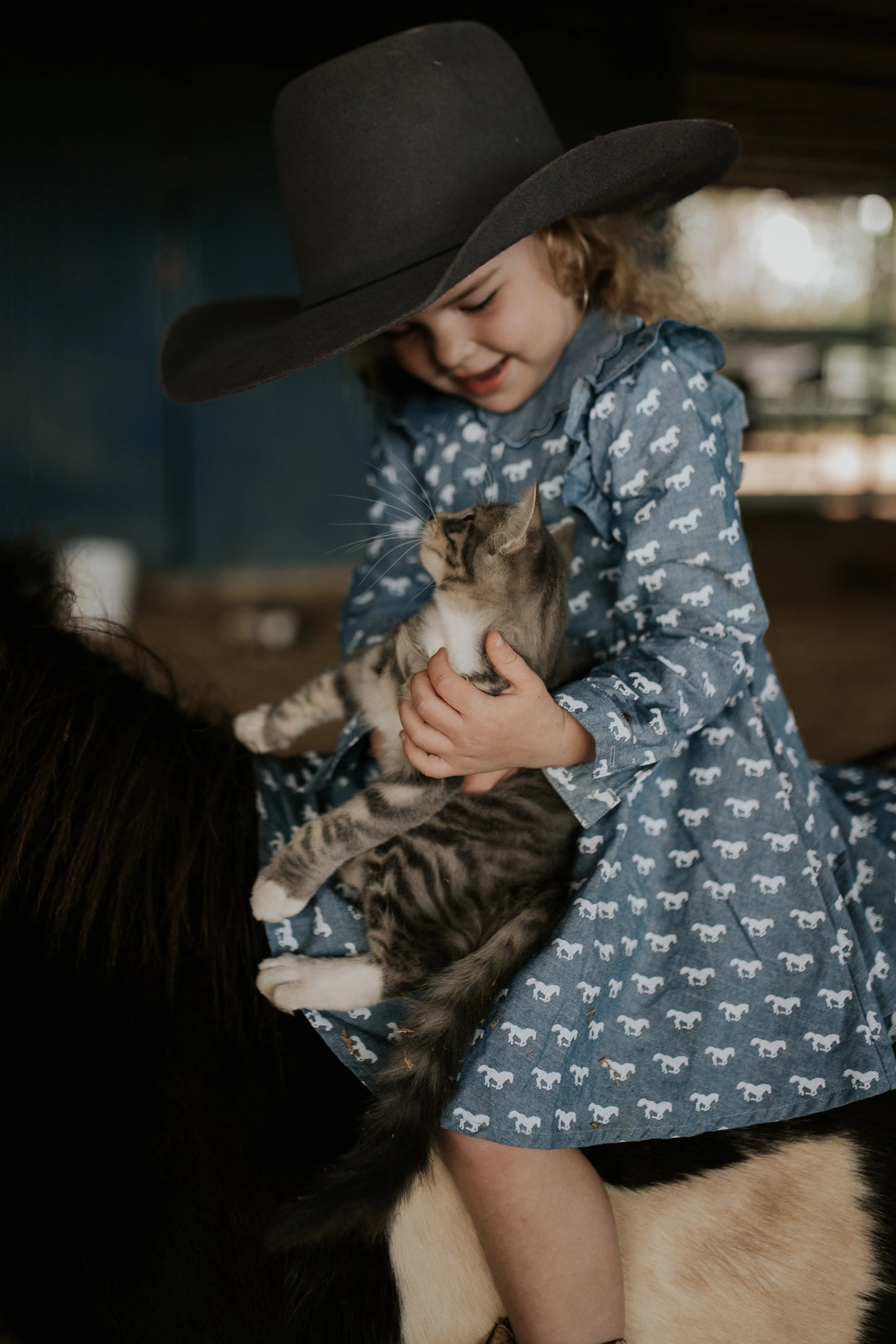 Josephine Horse Print Denim Look Dress
