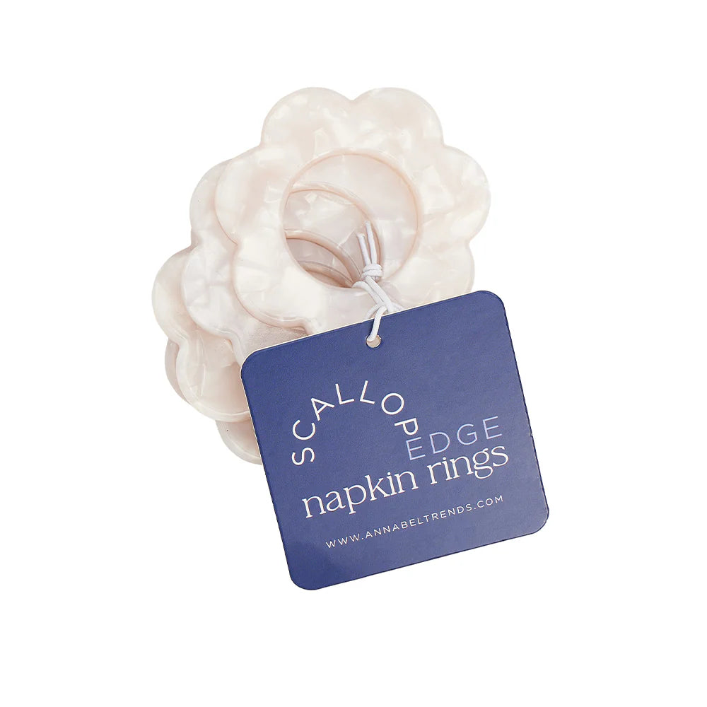 Scallop Edge Napkin Rings Pearl 4pc