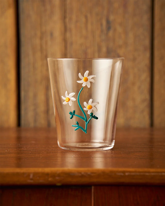 Glass Tumbler Flannel Flower