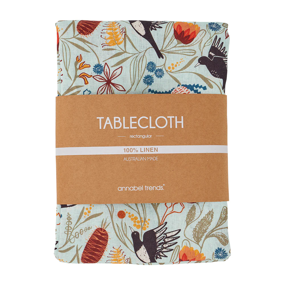 Linen Tablecloth (138cm x 240cm) Magpie Floral