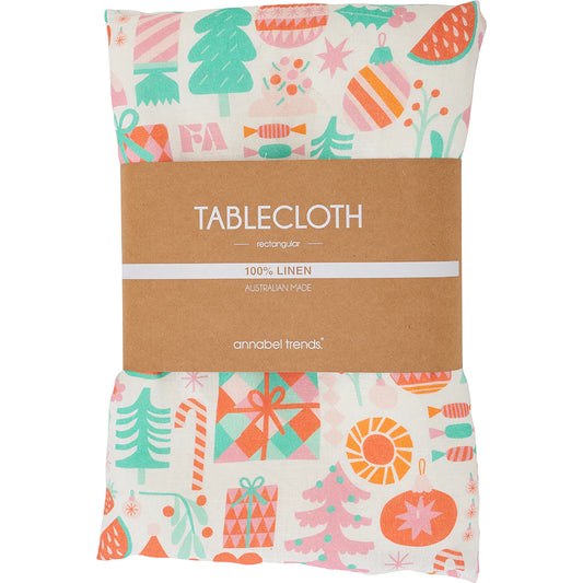 Linen Tablecloth (138cm x 300cm) Merry Xmas