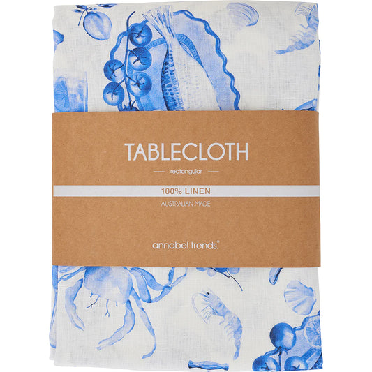 Linen Tablecloth (138cm x 240cm) Seafood Blue
