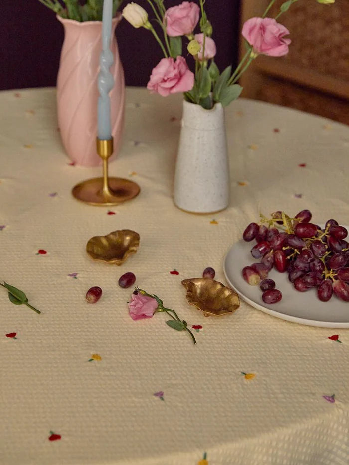 Forget Me Not Embroidered Tablecloth 160 x 260 cm