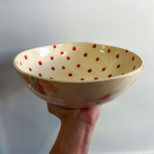 Salad Bowl Red Spot & Floral