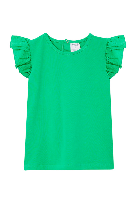 Green Broderie Frill Tee