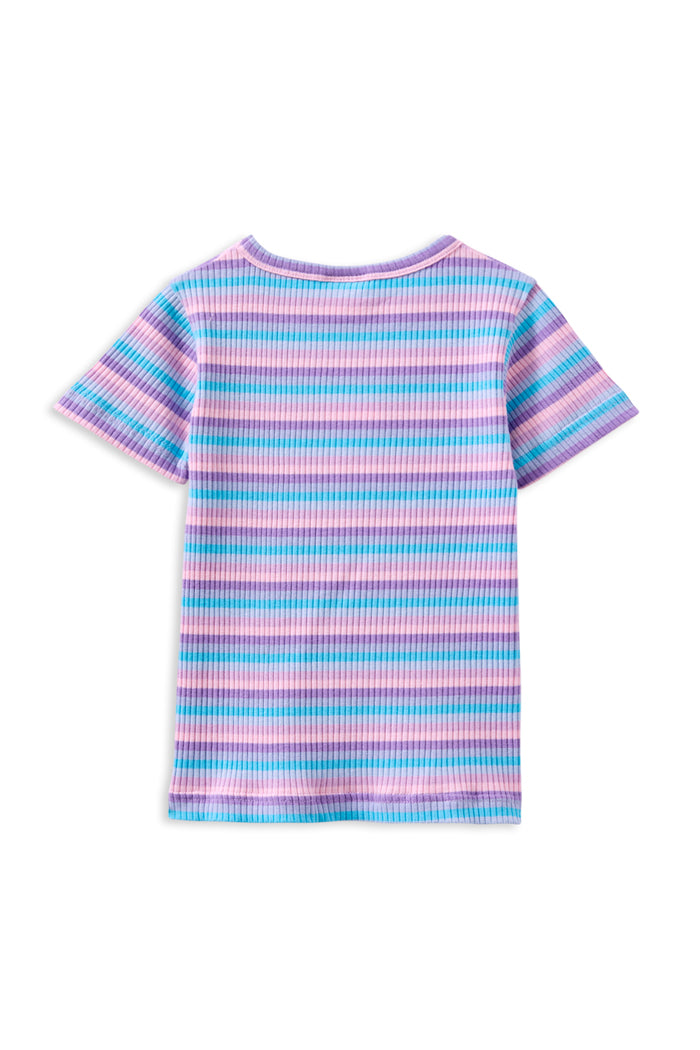 Lilac Stripe Rib Tee