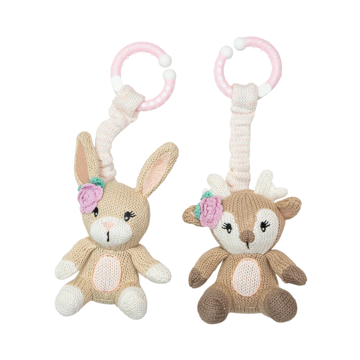 2pk Stroller Toys Fawn & Bunny