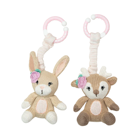 2pk Stroller Toys Fawn & Bunny