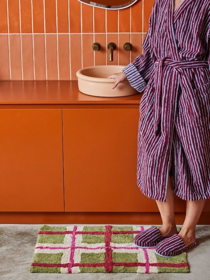 Olive Plaid Bath Mat