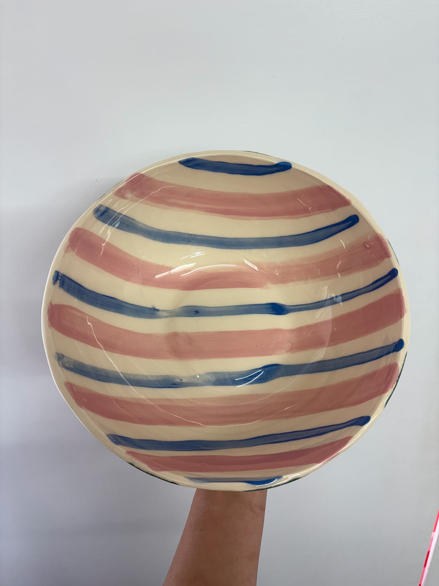 Salad Bowl Pink & Blue Stripe