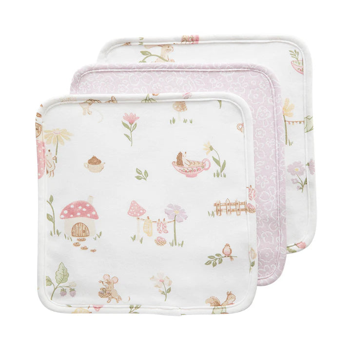 3pk Wash Cloths Whimsical Wonderland