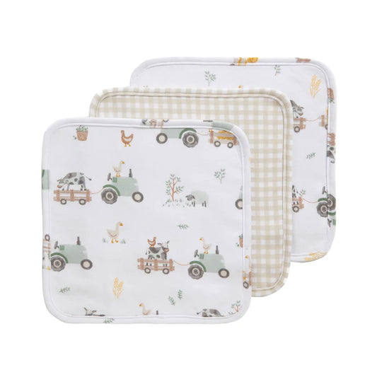 3pk Wash Cloths Tractor Ride