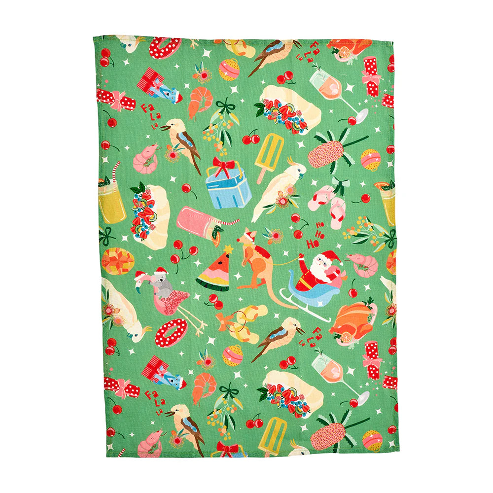 Linen T-Towel Holiday Green