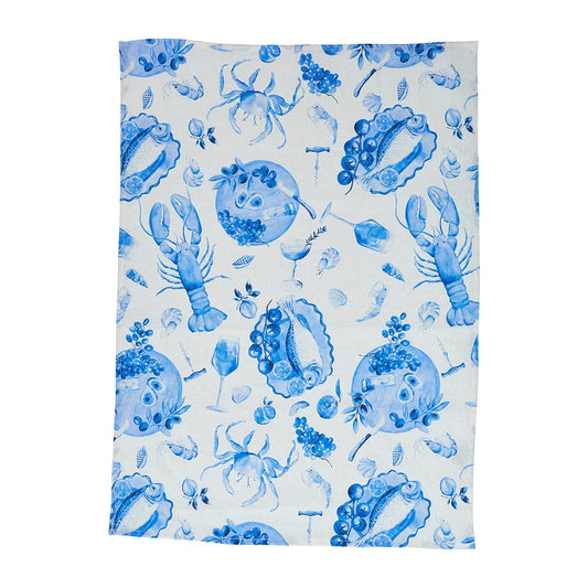 Linen T-Towel Seafood Blue