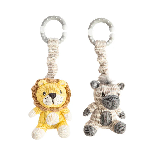 2pk Stroller Toys Zebra & Lion