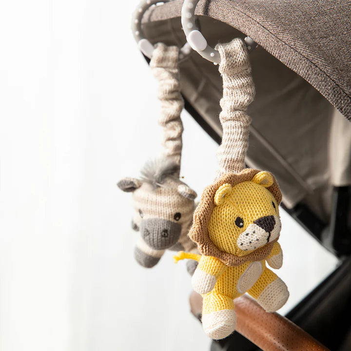 2pk Stroller Toys Zebra & Lion