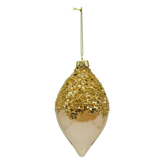 Gold Beaded Long Drop