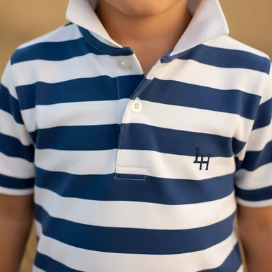 Boys Rugby Polo Shirt Blue Stripe