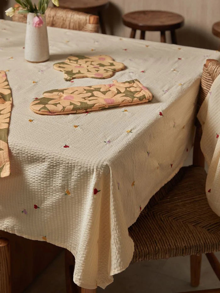 Forget Me Not Embroidered Tablecloth 160 x 260 cm