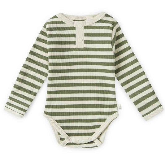 Olive Stripe Long Sleeve Bodysuit