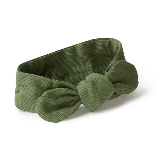 Olive Ribbed Topknot Headband