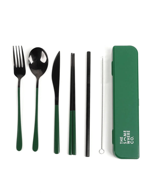 Take Me Away Cutlery Kit Black & Forest Green