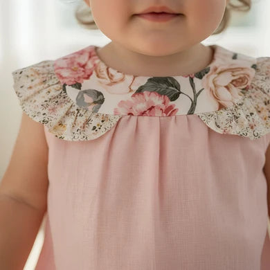 Baby Girls Neve Playsuit Light Pink Linen
