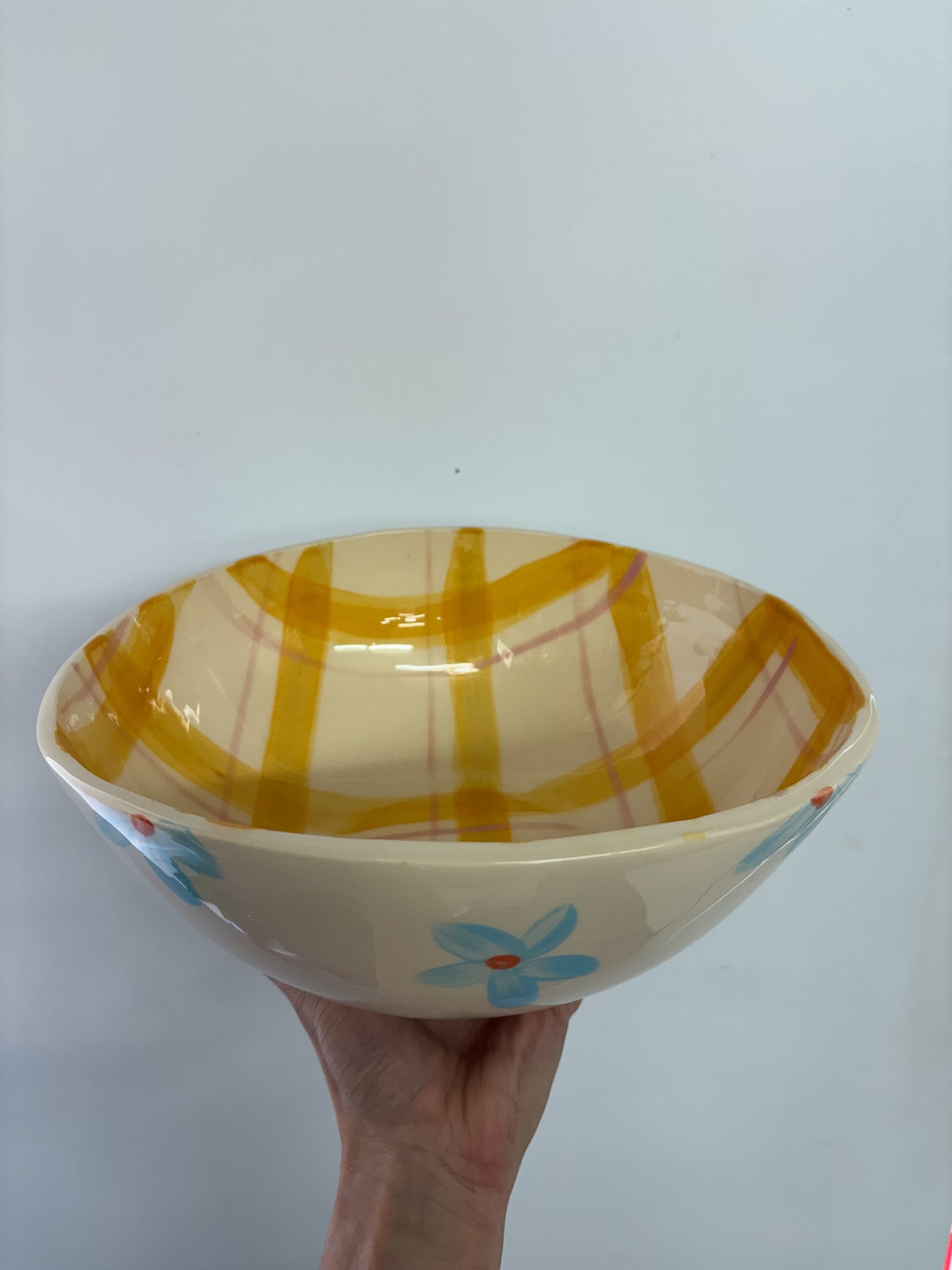 Salad Bowl Yellow & Pink Gingham