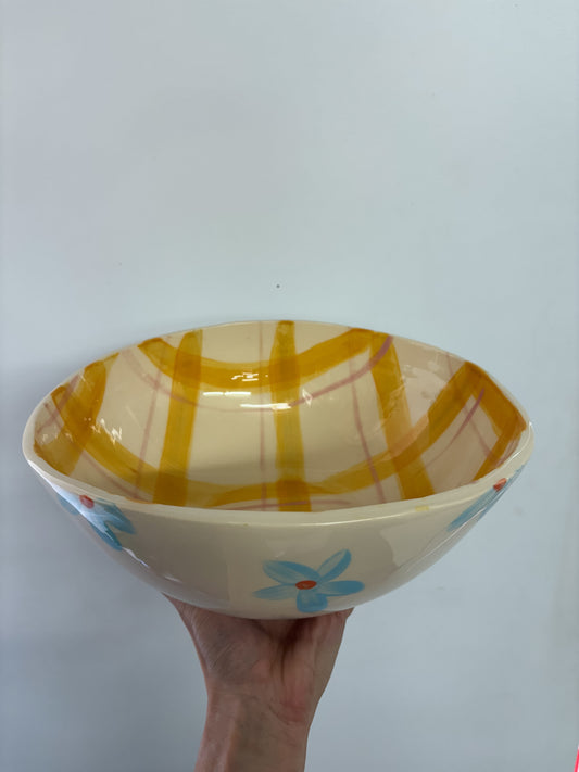 Salad Bowl Yellow & Pink Gingham