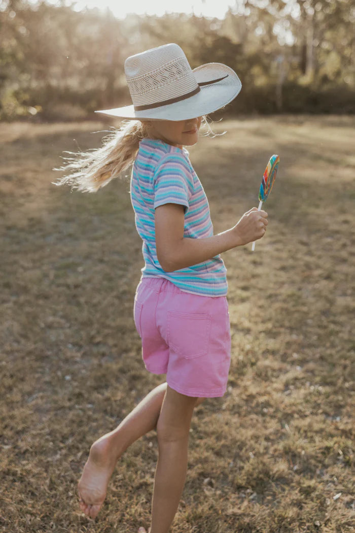 Lilac Stripe Rib Tee