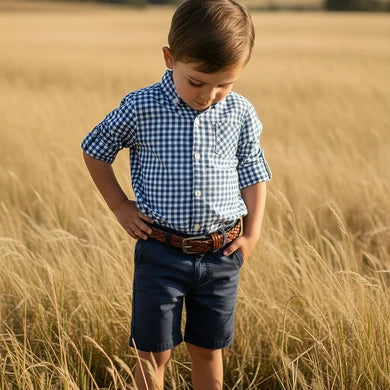 Boys Dress Shirt Blue Check