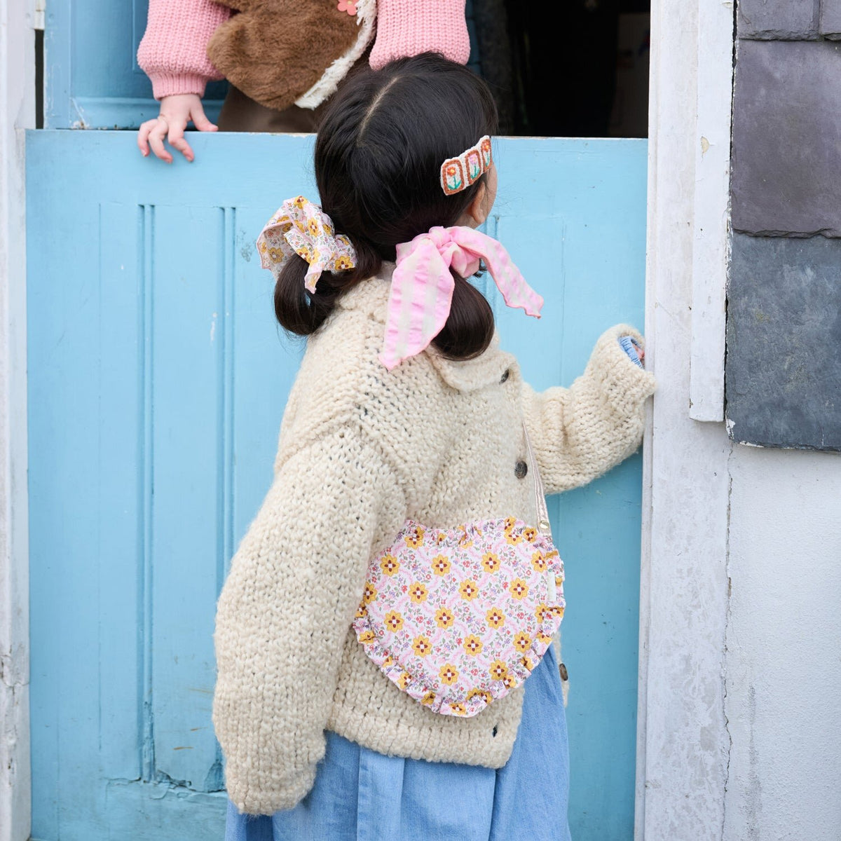 Cottage Floral Ruffle Heart Bag