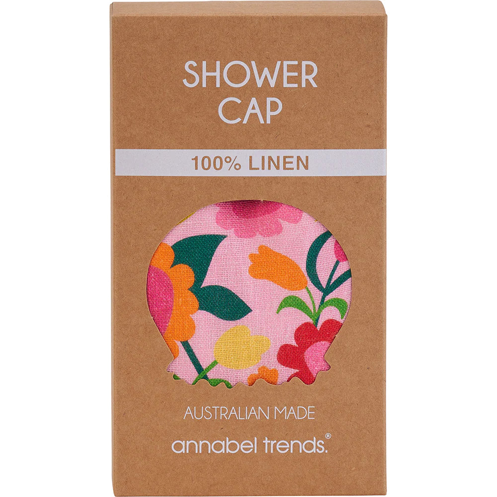 Linen Shower Cap Flower Patch