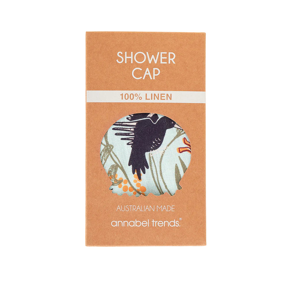 Linen Shower Cap Magpie Floral