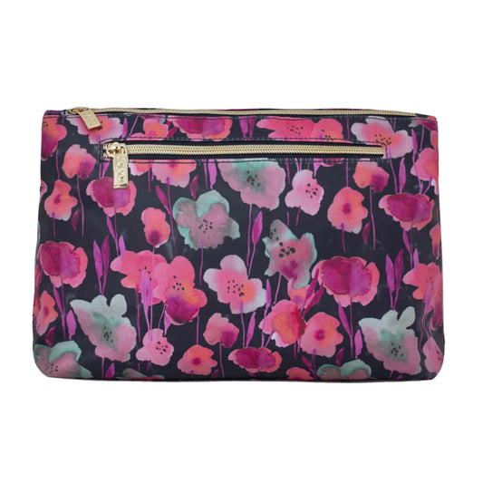 Large Cosmetic Bag Midnight Meadow Pink
