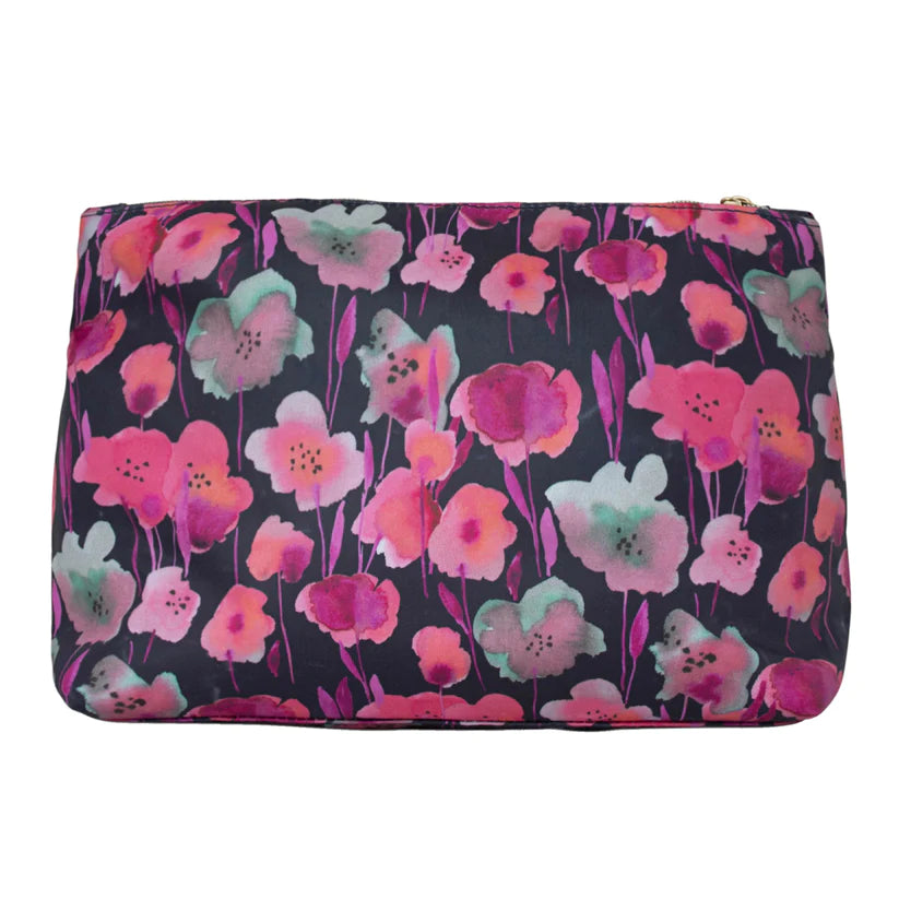 Large Cosmetic Bag Midnight Meadow Pink