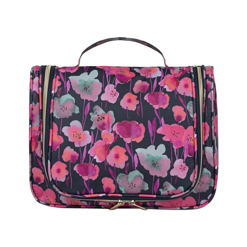Essential Hanging Cosmetic Bag Midnight Meadow Pink