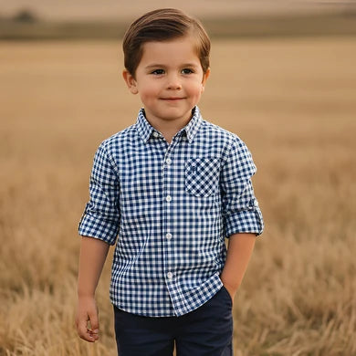 Boys Dress Shirt Blue Check