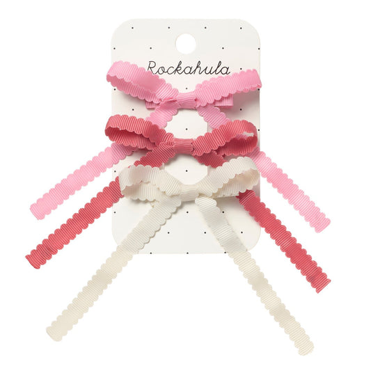 Scalloped Bow Tie Clips 3pk
