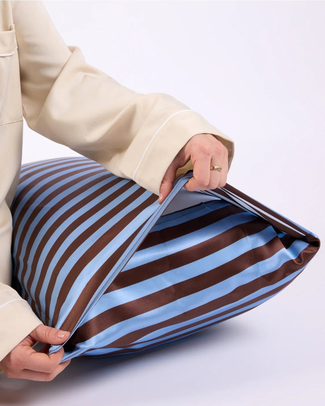 Silk Pillowcase Iced Chocolate Stripes