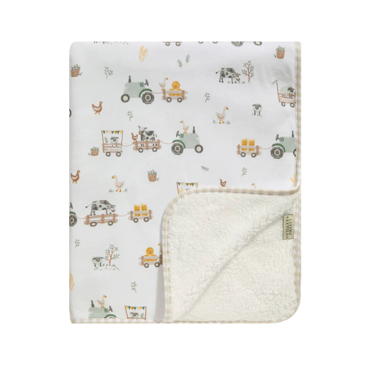 Organic Jersey Sherpa Blanket Tractor Ride